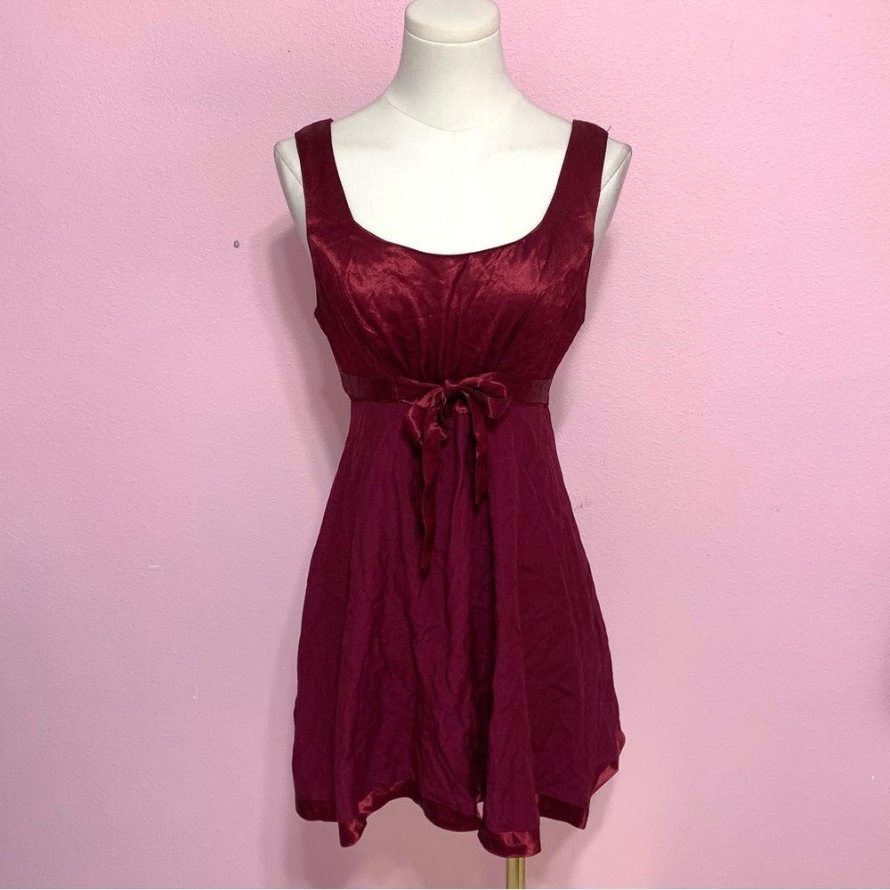 VTG 90s/Y2K Burgundy Babydoll Mini Dress 3
